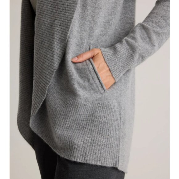 New! Quince Cashmere Open Cardigan Sweater - Heather Grey - Picture 4 of 9